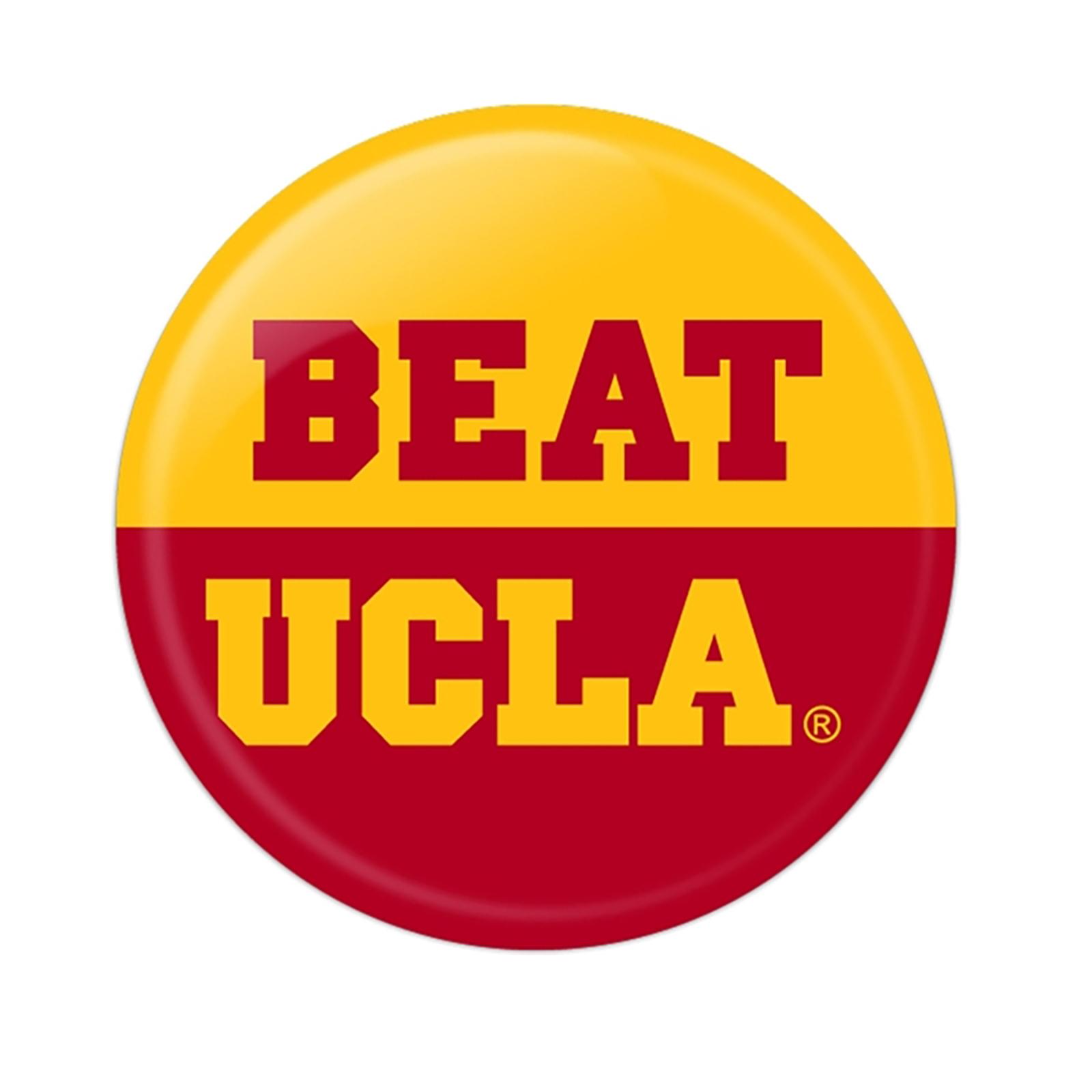 USC BEAT UCLA BUTTON C&G BY THE U image01